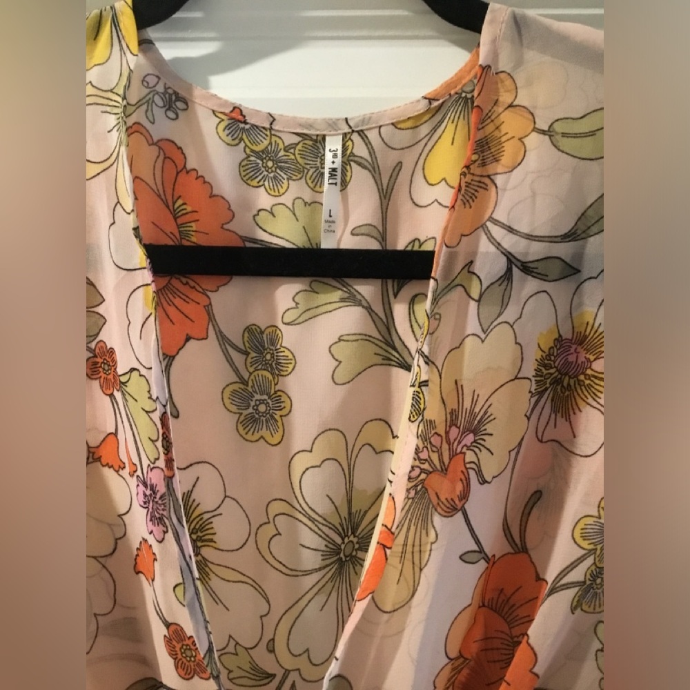NWOT Sheer Floral Retro Style Maxi Wrap Duster Kimono - Picture 4 of 9
